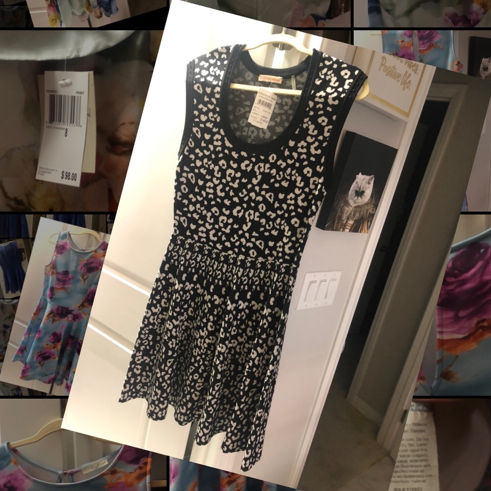 Rebecca Taylor black & white cheetah dress! New L